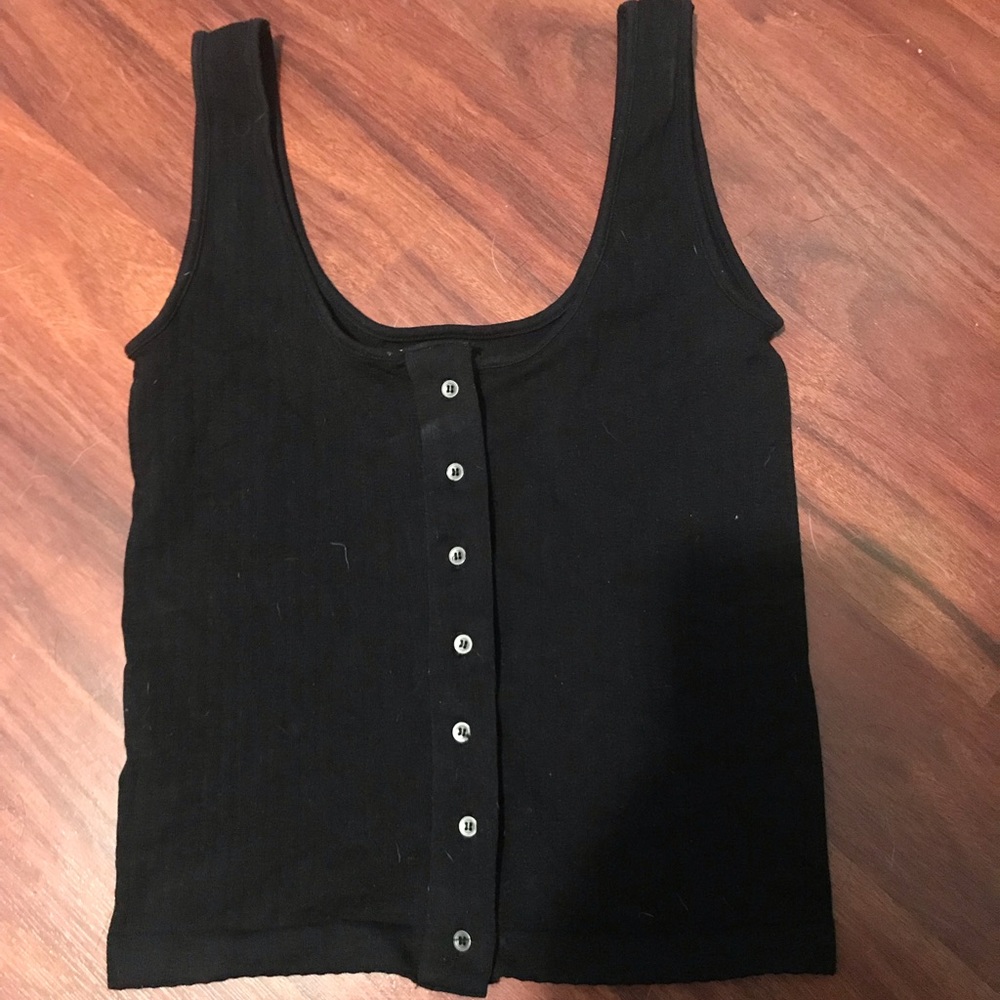 Black button up crop top
